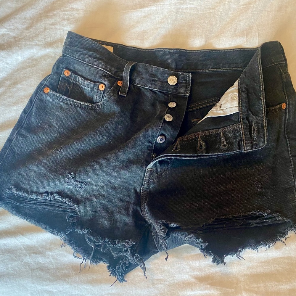 Women's Black Levi 501 Denim Shorts